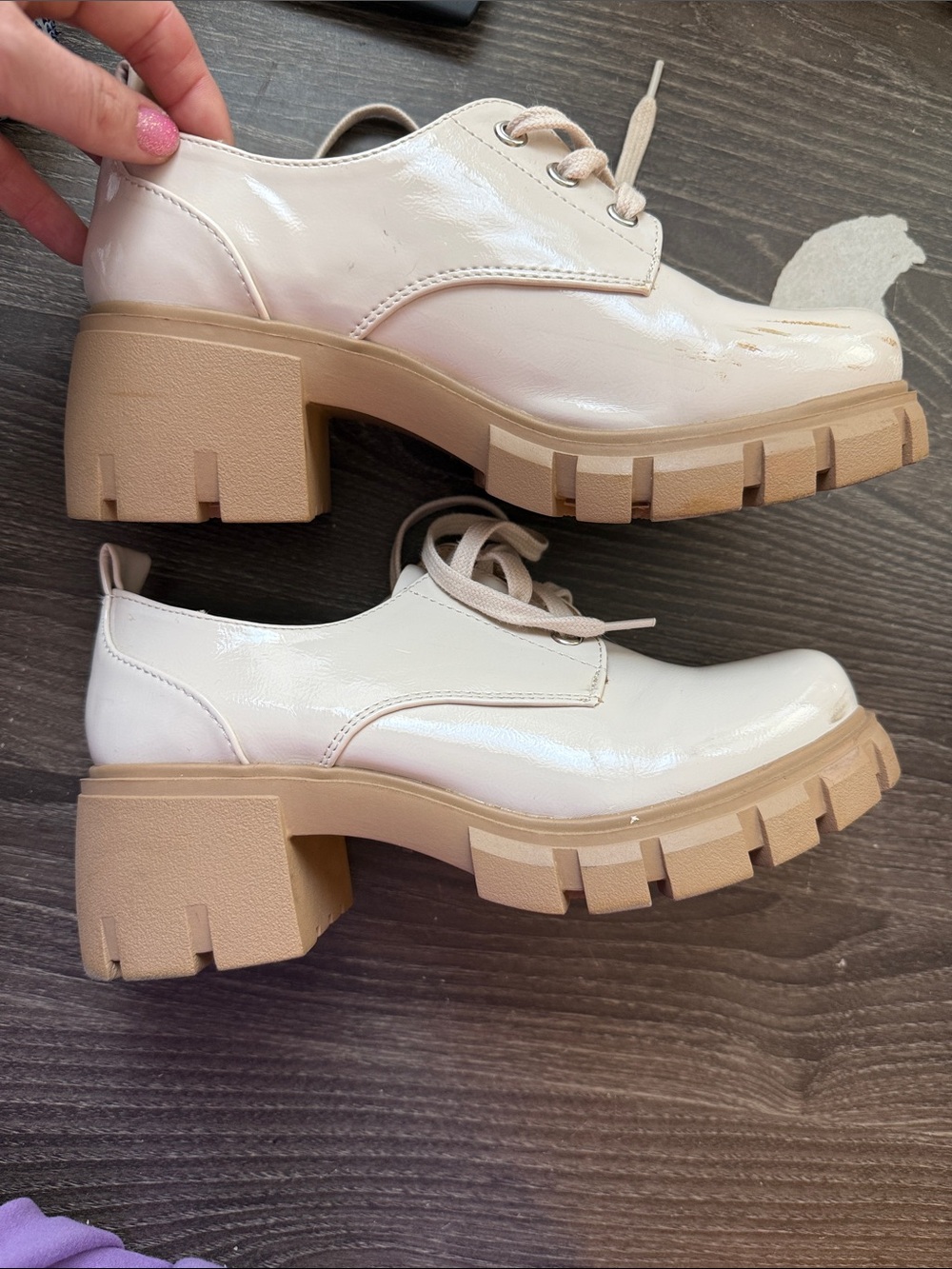 JoJo-S Bone Patent Heel Loafers with Box (Size 7.5) by Soda Shoes